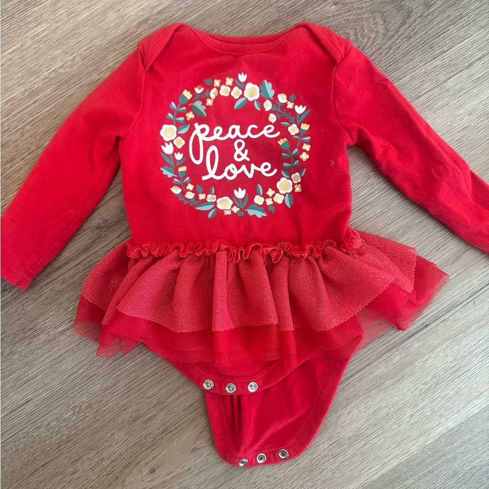 Cat & Jack Red Peace & Love Bodysuit